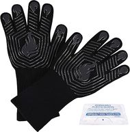 Heat-Resistant BBQ Gloves: Silicone, Non-Slip, Washable Oven Mitts for Grilling & Cooking
