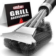 GrillART Grill Brush & Scraper:  Deluxe handle, safe wire bristles for cleaning gas, infrared, charcoal & porcelain grills.
