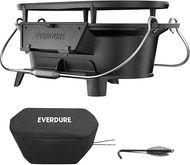 Everdure Oval Cast Iron Grill: Portable Charcoal Grill & Skillet 
