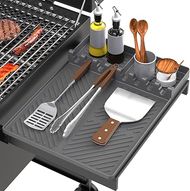 Blackstone-compatible Silicone Grill Mat & Tools Organizer with Drip Pad (Grey)
