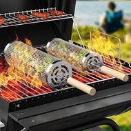 Stainless Steel BBQ Grill Baskets (2-Pack): Perfect for grilling veggies, shrimp, chicken, & more – a great gift for men.
