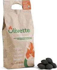 Olivette Organic Charcoal Briquettes: Reusable, USDA-certified grilling charcoal from recycled olive trees.  (6.6 lb = 20 lb regular charcoal)
