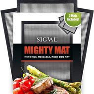 Mighty Mat: 3 Reusable Non-Stick Grill & Smoker Mats for Meat, Fish & Veggies
