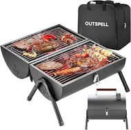 Portable Charcoal Grill:  Two-Sided BBQ for Easy Outdoor Cooking 
