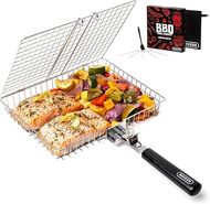 Large Folding Stainless Steel Grill Basket for BBQ & Camping
