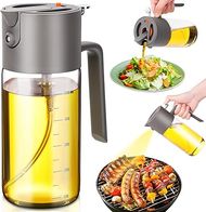 Oil Sprayer for Cooking, 2 in 1 Olive Oil Dispenser Bottle for Cooking,500ml/17oz Glass Olive Oil Sprayer, Patented Product, Continuous Spray with Portion Control, for Kitchen, Air Fryer, Salad, BBQ