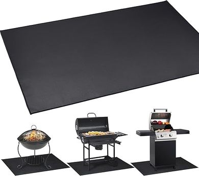 Heavy-Duty Grill Mat (48x30"): Protects decks, grass, & floors from heat, oil, & water.  Suitable for grills, smokers, & fireplaces.
