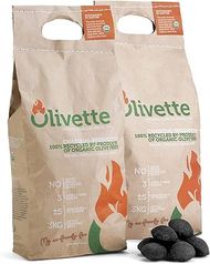 Olivette Organic Charcoal Briquettes: Reusable, USDA Certified, 2-bag pack (6.6 lbs = 20 lbs regular charcoal).
