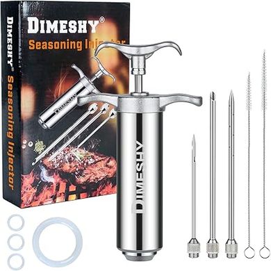 Heavy-Duty Stainless Steel Meat Injector: 2-oz Barrel, 3 Needles
