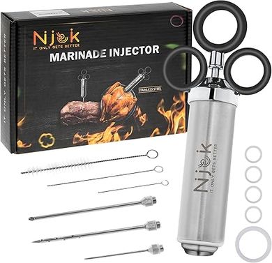 Pro Meat Injector Kit:  Heavy-duty stainless steel, 2-oz capacity, 3 needles.
