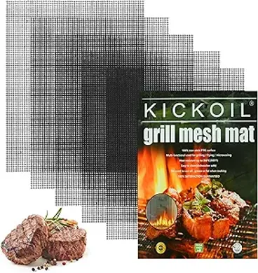 Reusable Non-Stick Grill Mats (XL, 15.75 x 13"):  Perfect for grilling vegetables, fish, and more on any grill type.
