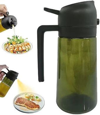 Kitchen Maiden 2-in-1 Oil Sprayer & Dispenser: Perfect for cooking, air frying, salads, and BBQ.
