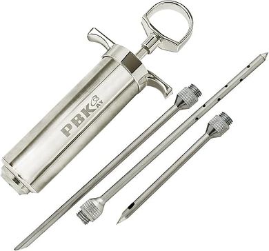 Heavy-Duty Stainless Steel Meat Injector with 3 Needles (2 oz)
