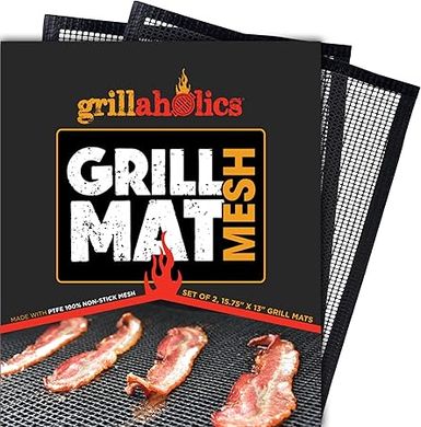 Grillaholics BBQ Mesh Mats: 2 Non-Stick Mats, Lifetime Warranty
