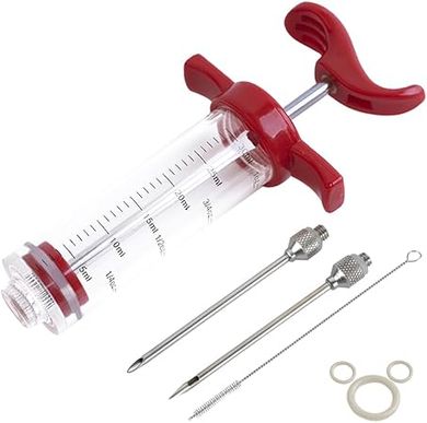 Red Marinade Injector with Needle & Recipe eBook
