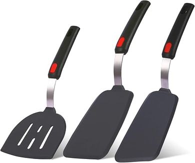 Silicone Spatula Set: 3 Heat-Resistant, Flexible Turners for Non-Stick Cookware
