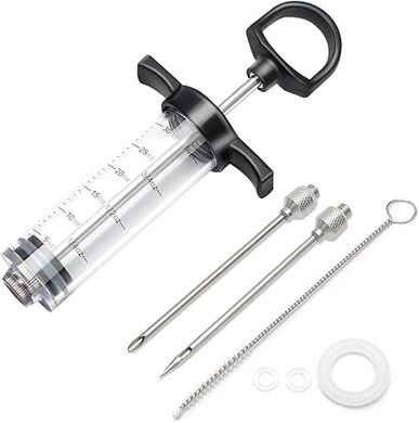 Meat Injector with Two Needles & Marinade Injector Needles; 1-oz Capacity
