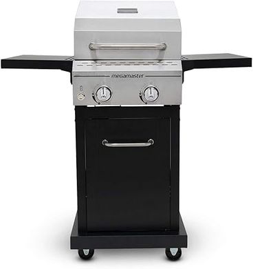 Megamaster 2-Burner Portable Gas Grill:  Compact, powerful (28,000 BTU), ideal for camping & patios.
