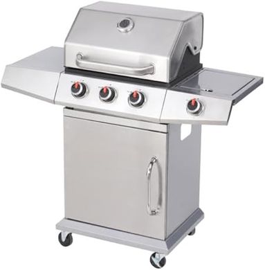 GasOne Deluxe 3-Burner Stainless Steel BBQ Grill with Side Burner and Cabinet
