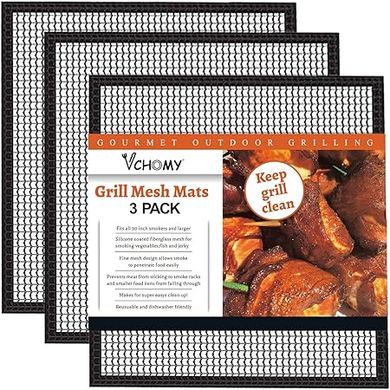 Heavy-Duty Reusable Grill Mats (Set of 3): Non-Stick BBQ Liners for Gas, Charcoal, Pellet & Smoker Grills (11.8x13.8")
