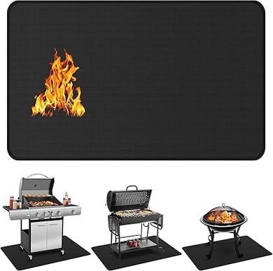 Heavy-duty, double-sided grill mat (60x40") protects decks, patios, and floors from heat, oil, and water.
