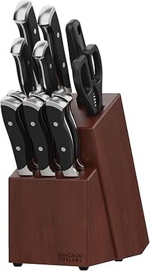 Chicago Cutlery Armitage 13-Piece Kitchen Knife Block Set:  Black Ergonomic Handles, Stainless Steel Blades.
