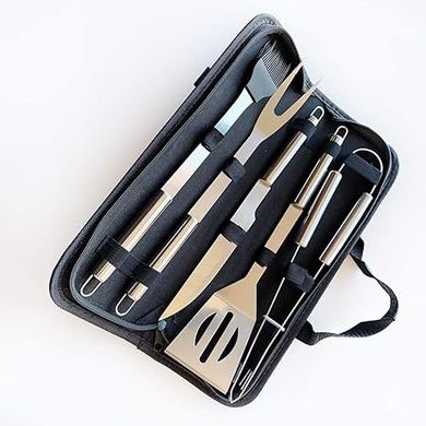 Stainless Steel BBQ Grill Tool Set (5-piece) with Carry Bag
