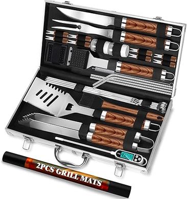 Romantic BBQ Grill Master Set: 30pc Stainless Steel Tools & Accessories
