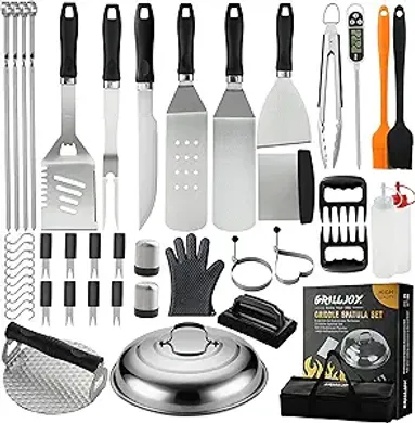 Grilljoy 46-Piece Griddle & Grill Tool Set: Stainless Steel, Robust Handles
