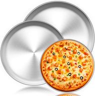 TeamFar Pizza Pan Set: 3 Sizes, Stainless Steel, Heavy Duty, Dishwasher Safe 
