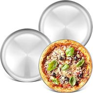 Deedro Stainless Steel Pizza Pans (3 Pack) - 13.5" Round, Dishwasher Safe 
