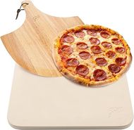 Rectangular Pizza Stone with Wooden Peel for Oven and Grill