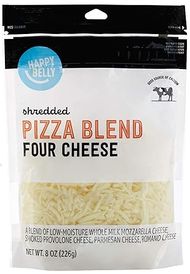 Happy Belly Four Cheese Shredded Pizza Blend (Mozzarella, Smoked Provolone, Parmesan, Romano) 
