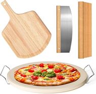 5-Piece Pizza Stone Set: Stone, Peel, Rack, Cutter, Paper