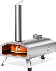 Portable Multi-Fuel Pizza Oven: 12" Rotatable Stone, Wood & Gas
