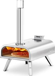 Big Horn Outdoors 16" Wood Pellet Pizza Oven: Portable Stainless Steel Oven with Pizza Stone
