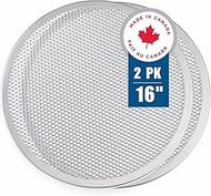 Norjac Restaurant-Grade | Non-Stick 16-Inch 2 Pack Aluminum Pizza Screen | Seamless Rim | Heavy-Duty Oven-Safe | Rust-Proof - Mesh Pan