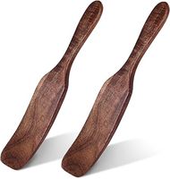 HANSGO Wooden Sourdough Spatulas: 2 x 11" Skinny Spurtles for Mixing & Starter
