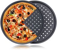 2-Pack Perforated Carbon Steel Pizza Pans - Non-Stick & Crispy 
