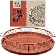 Chef Pomodoro Copper Crisper: 2-Piece Air Fryer Oven Tray Set (Large, Round)
