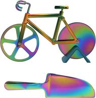 Rainbow Stainless Steel Pizza Bike Cutter & Shovel
