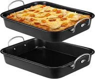 Detroit Style Pizza Pan Set (2 Pack, 10x14", Pre-Seasoned) 
