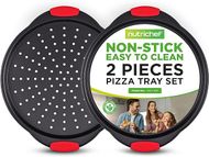 NutriChef 2-Piece Non-Stick Pizza Tray: Round Baking Pan & Perforated Screen 
