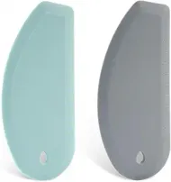 Silicone Dough Scrapers & Bowl Scrapers (2-pack, Gray & Green)
