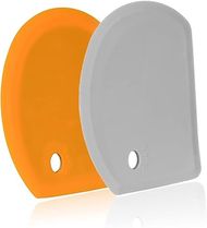 SAPID Silicone Dough Scraper Set: Flexible, curved-edge scrapers for baking & proofing (Gray & Orange)
