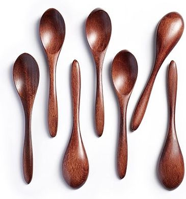 7-Piece Miniature Hardwood Honey & Tea Spoons Set
