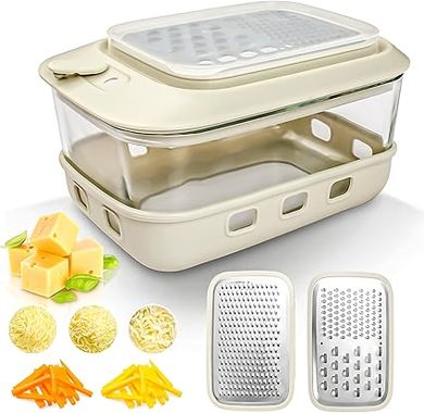 Versatile Glass Food Storage Container with Integrated Grater & Chopper
