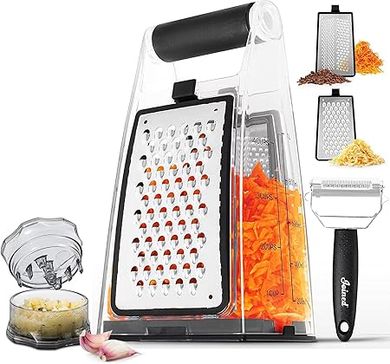 Multi-purpose Stainless Steel Kitchen Grater with Container
