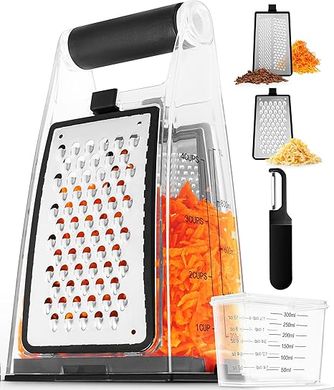 Stainless Steel Kitchen Grater with Container & Handle
