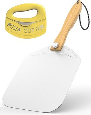 Meykwod 12" Aluminum Pizza Peel with Foldable Wood Handle
